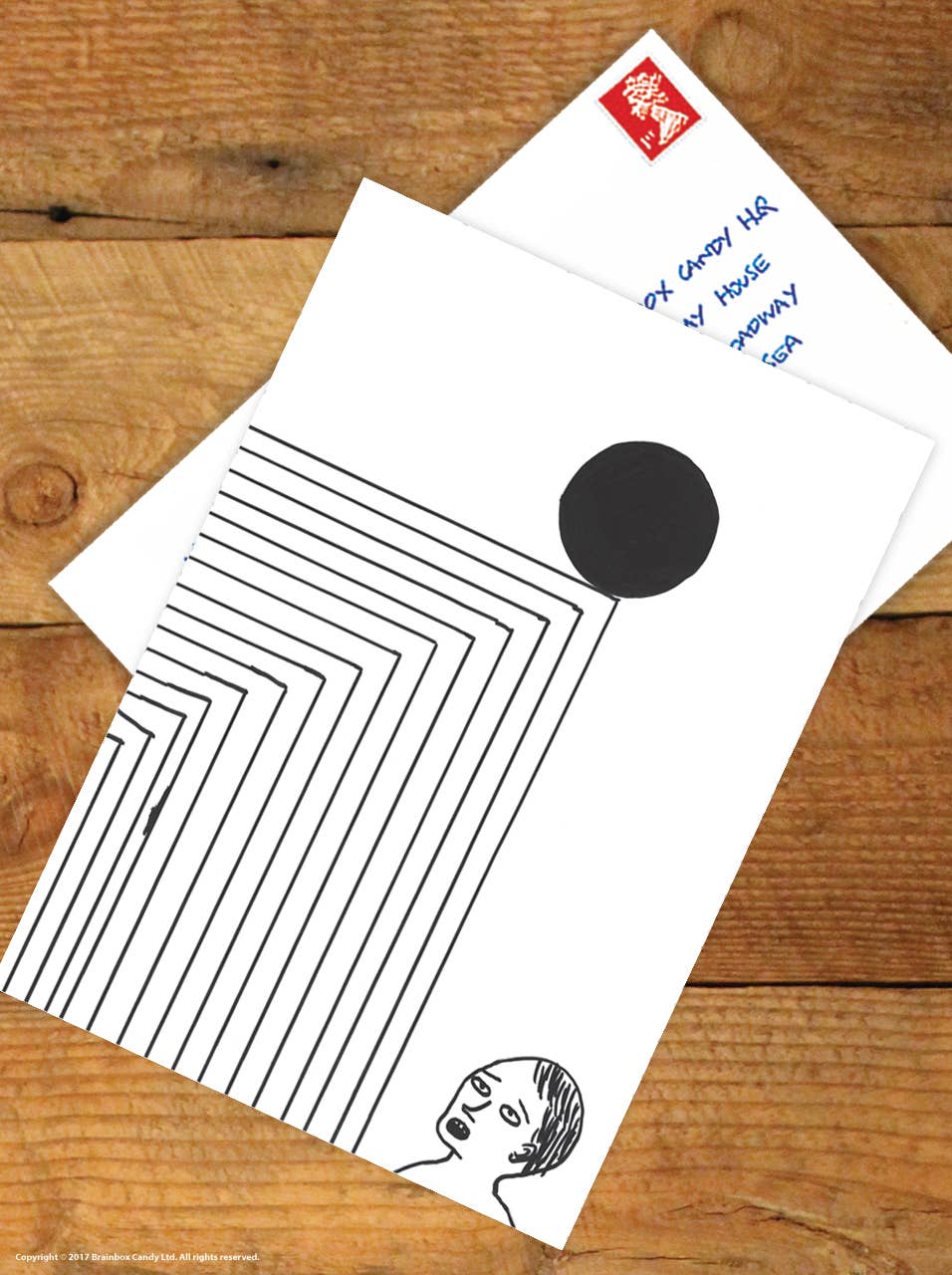 A6 Art Postcard By David Shrigley - Falling Ball - Image 2