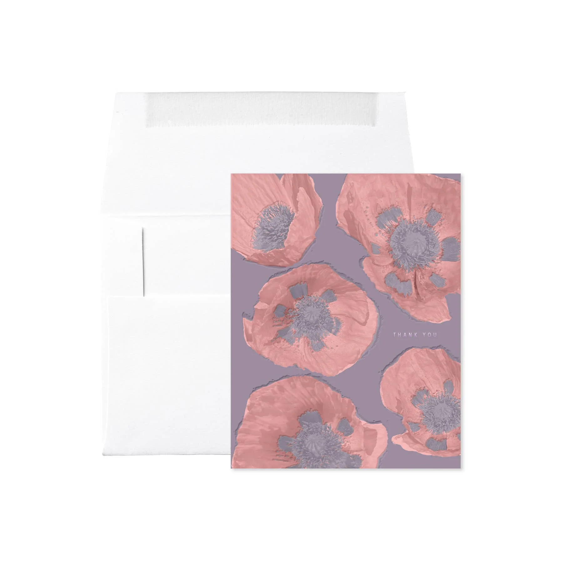 Brooklyn Lavender And Pink Poppies Thank You Card - Image 2