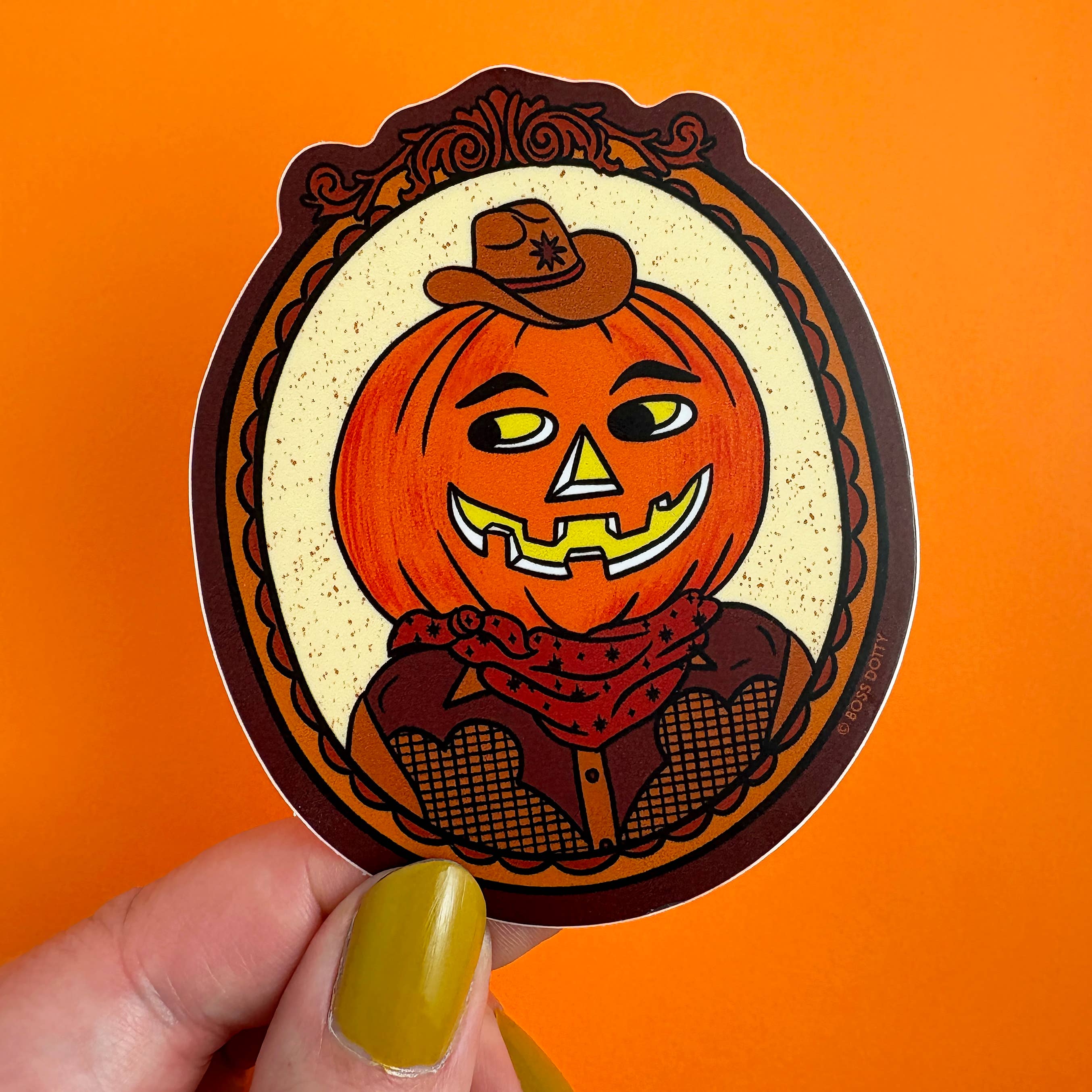 Cowboy Jack-O-Lantern Sticker - Image 2