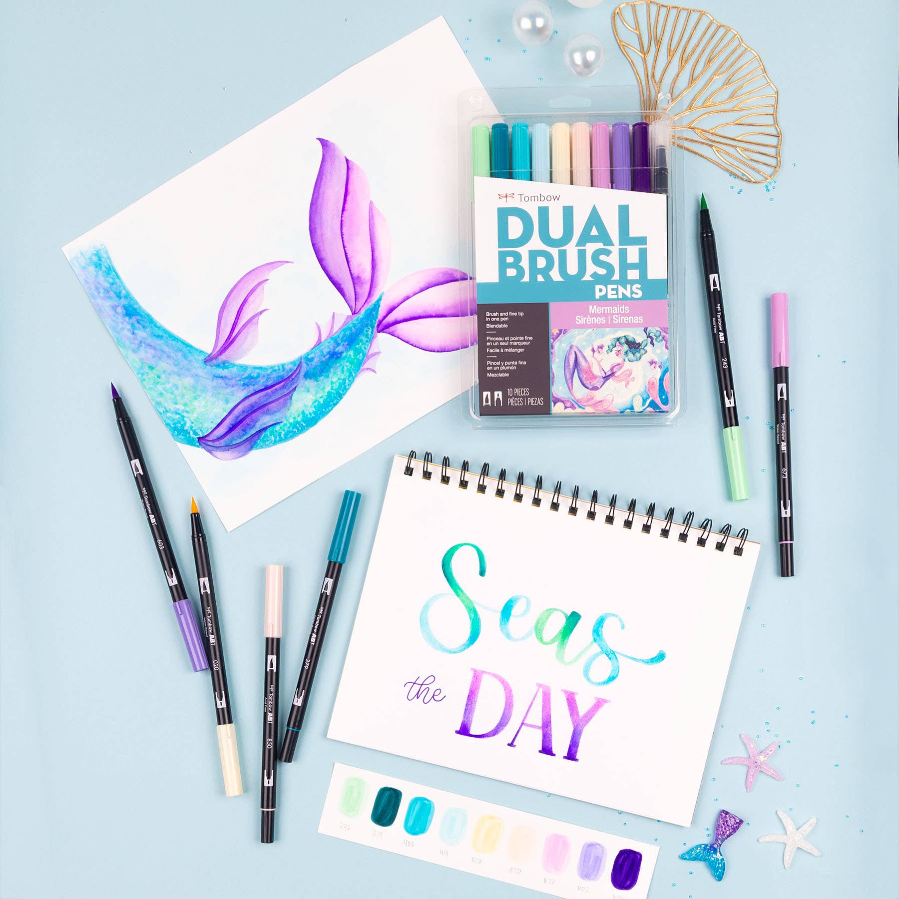 Dual Brush Pen Art Markers, Mermaids 10-Pack - Image 7