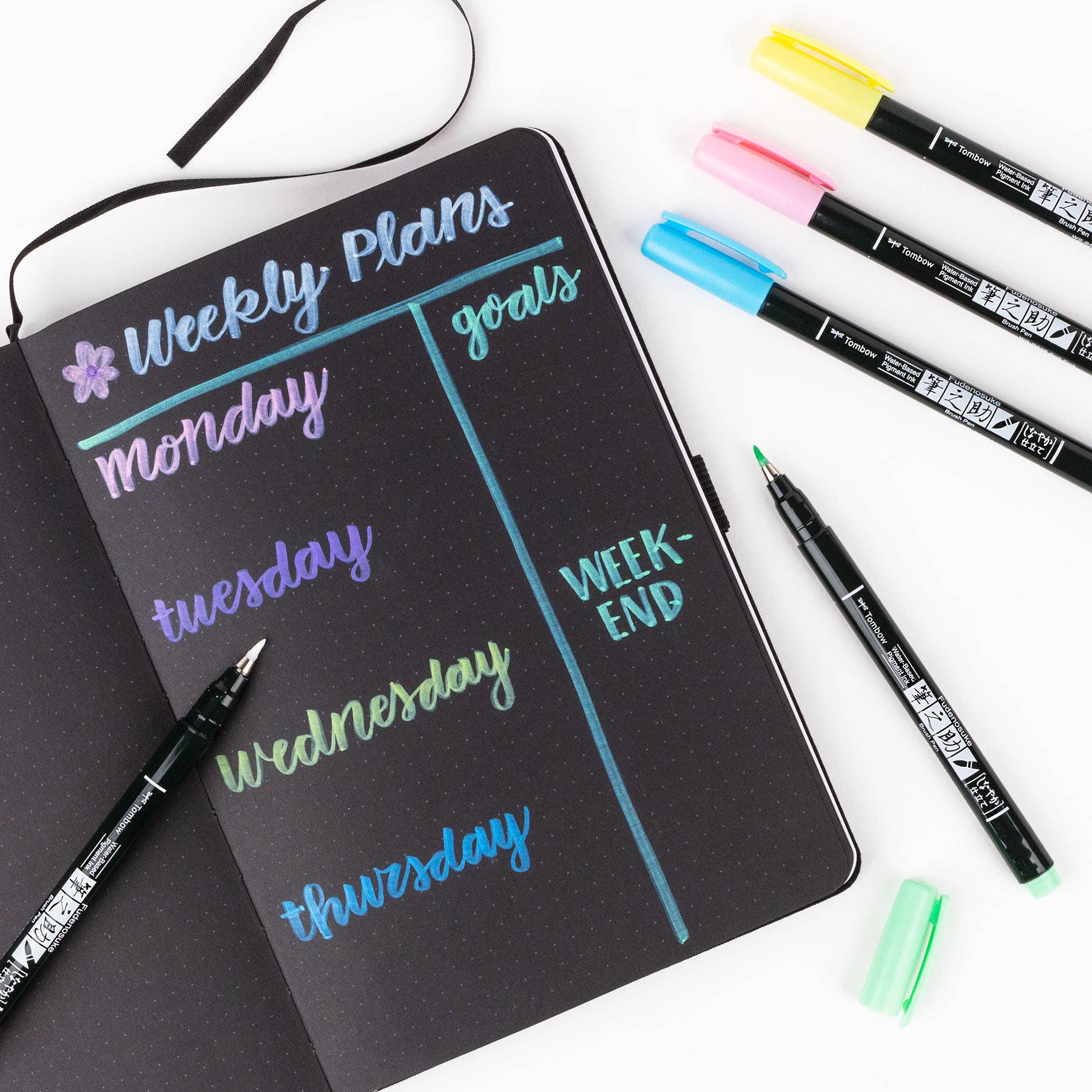 Fudenosuke Pastel Brush Pens, 6-Pack - Image 10