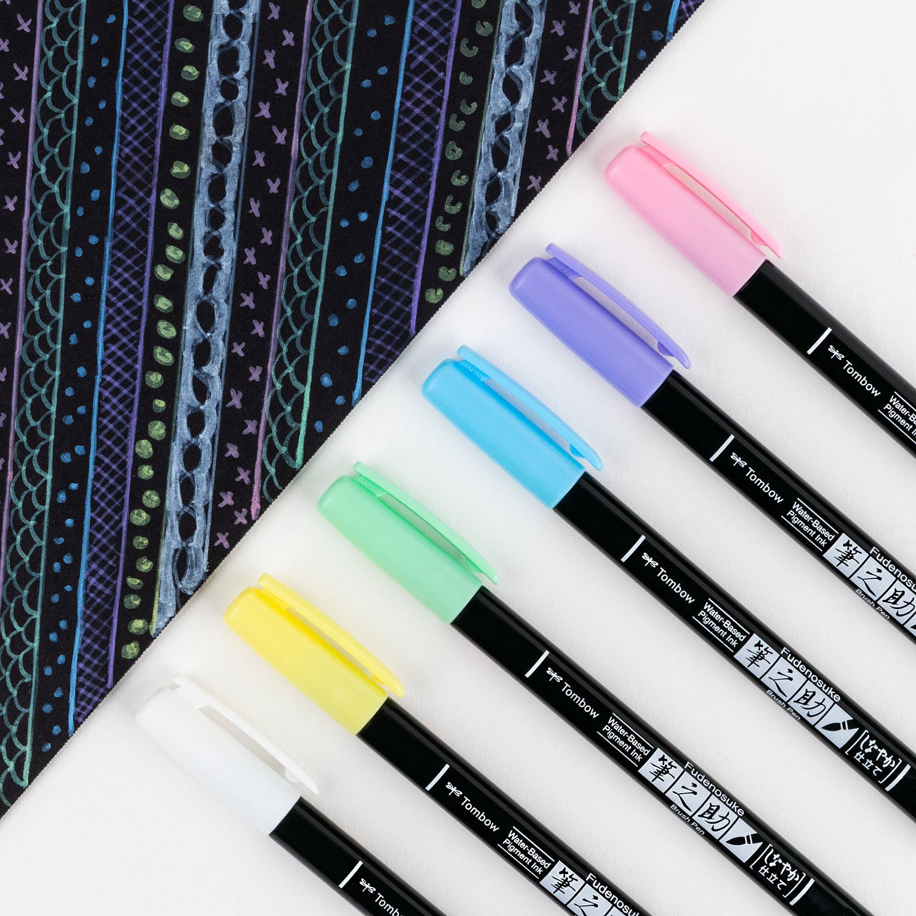 Fudenosuke Pastel Brush Pens, 6-Pack - Image 9