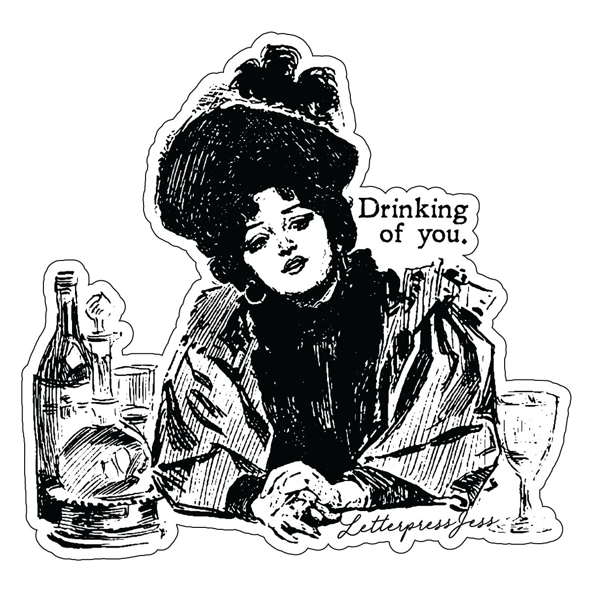 Gibson Girl Drinking of You Sticker - Image 4