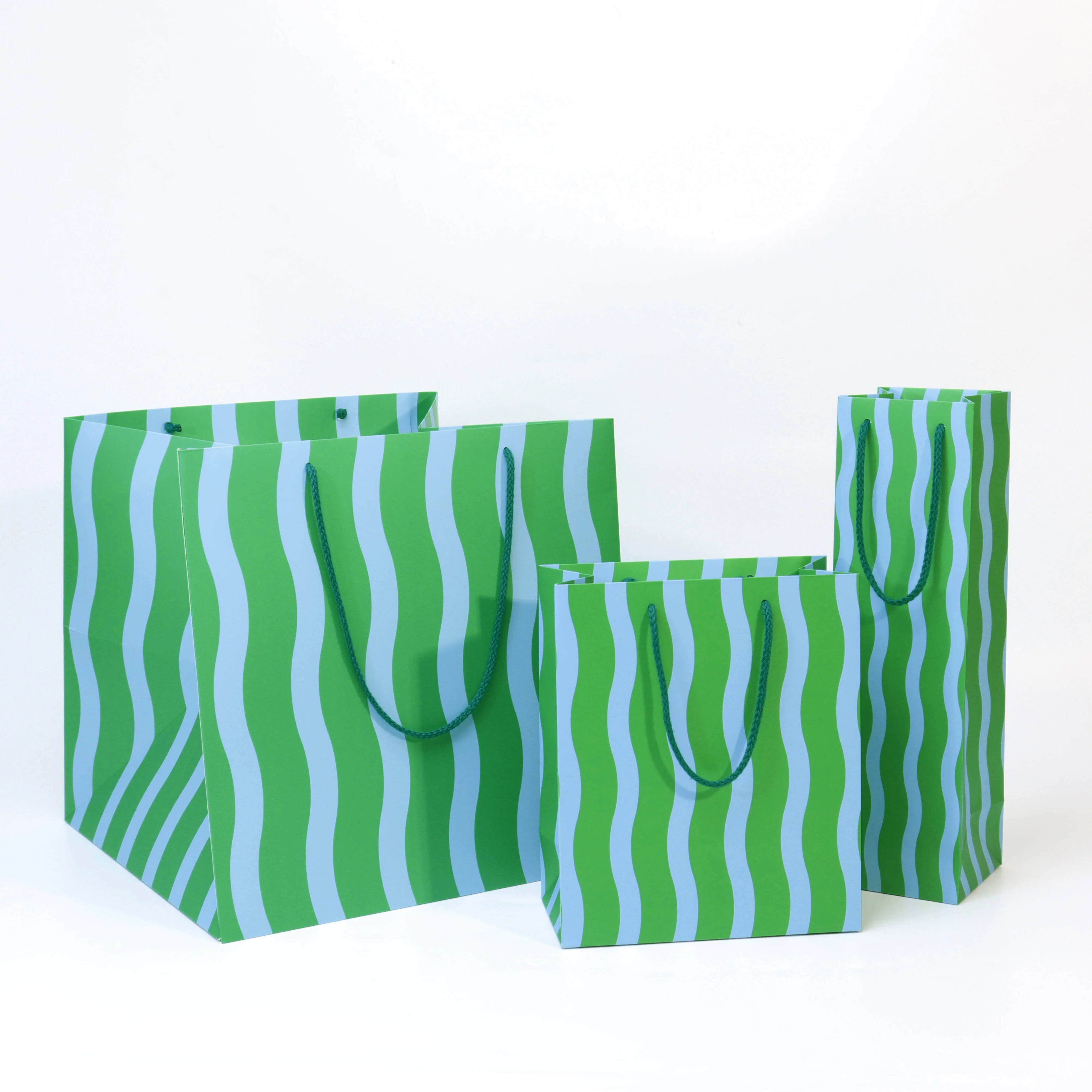 Green/Aqua Fussy Stripe Gift Bag - Image 2