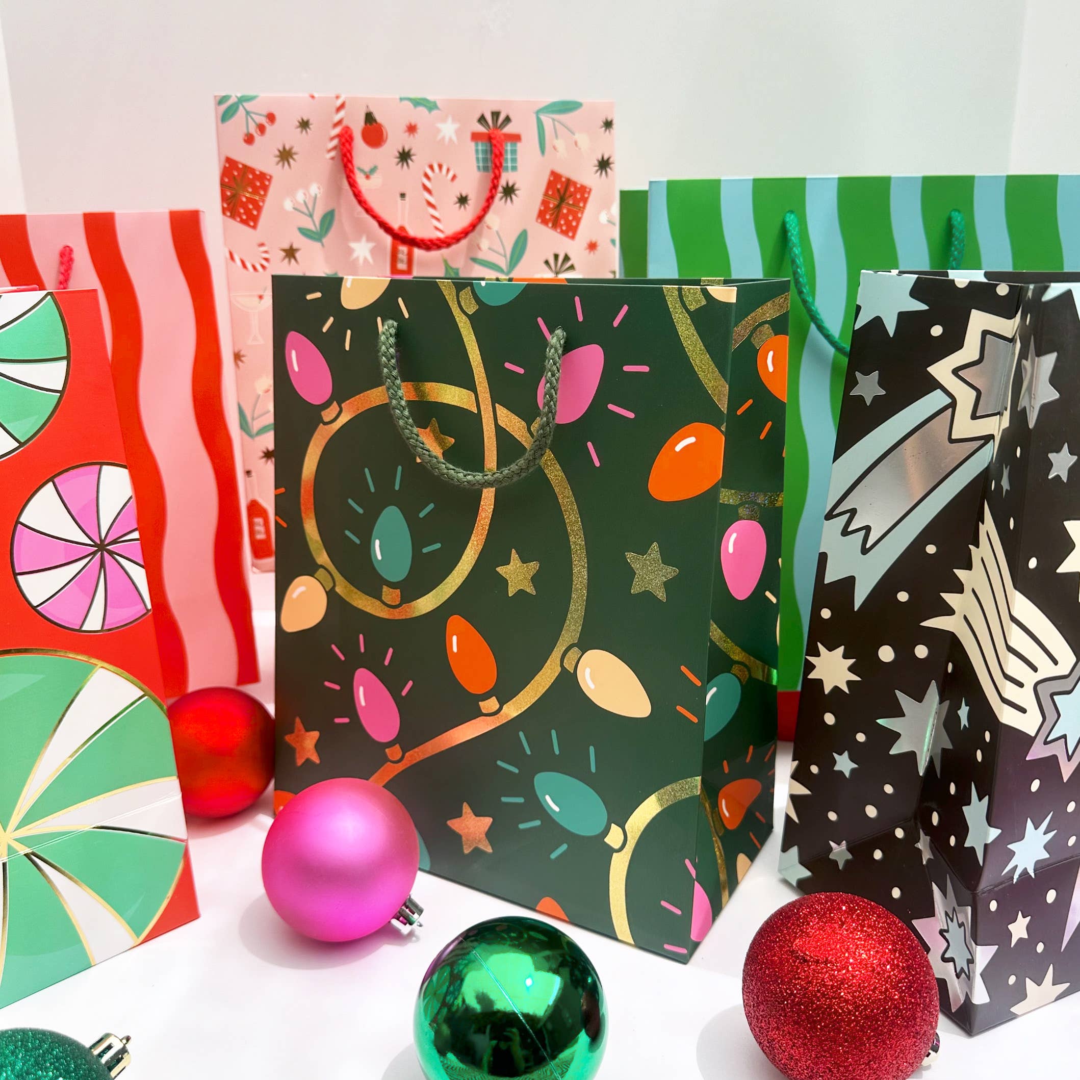 Green/Aqua Fussy Stripe Gift Bag - Image 3