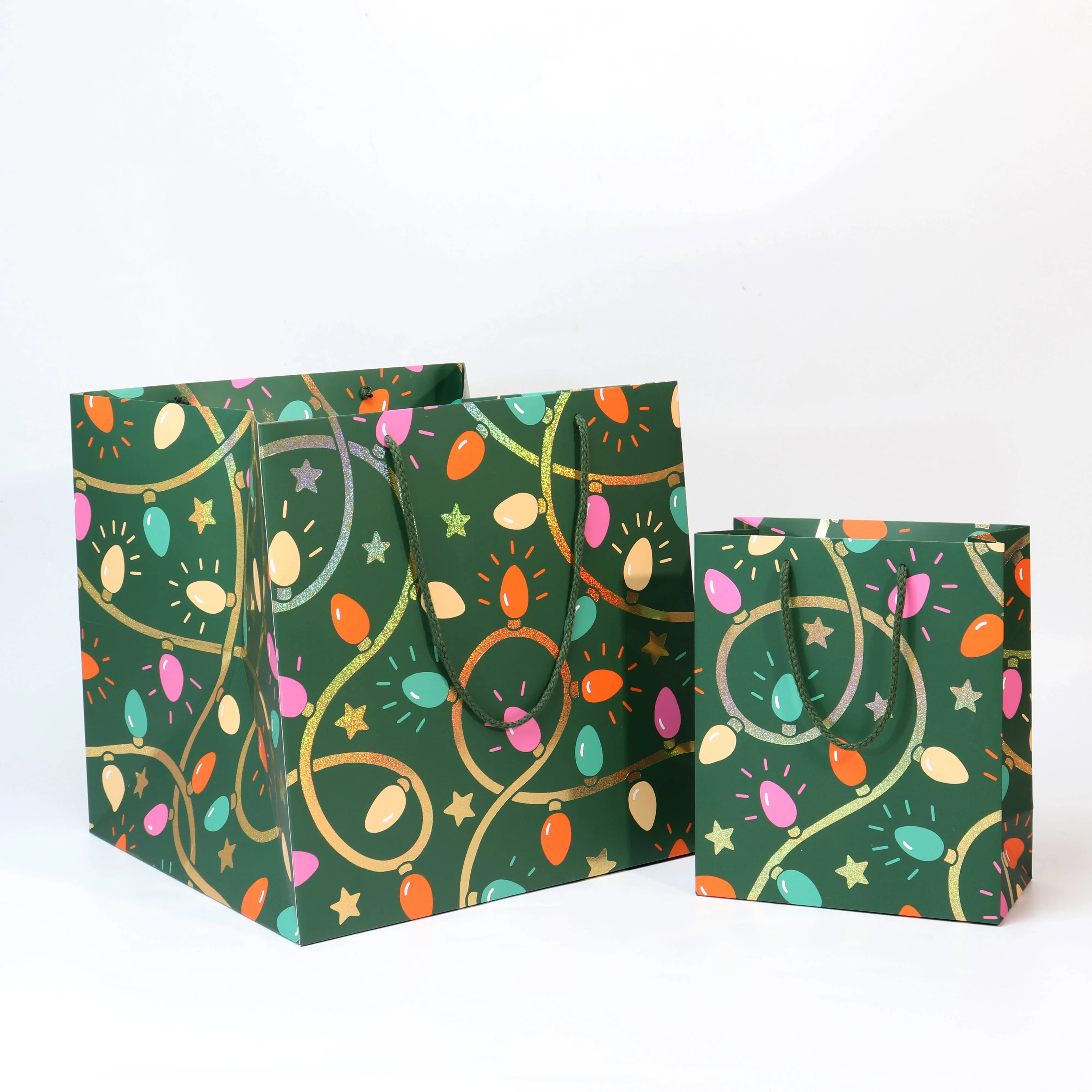 Holiday Bulbs Large Square Gift Bag - Image 2
