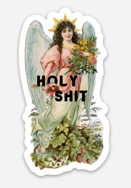 Holy Shit Angel Funny Sticker - Image 5
