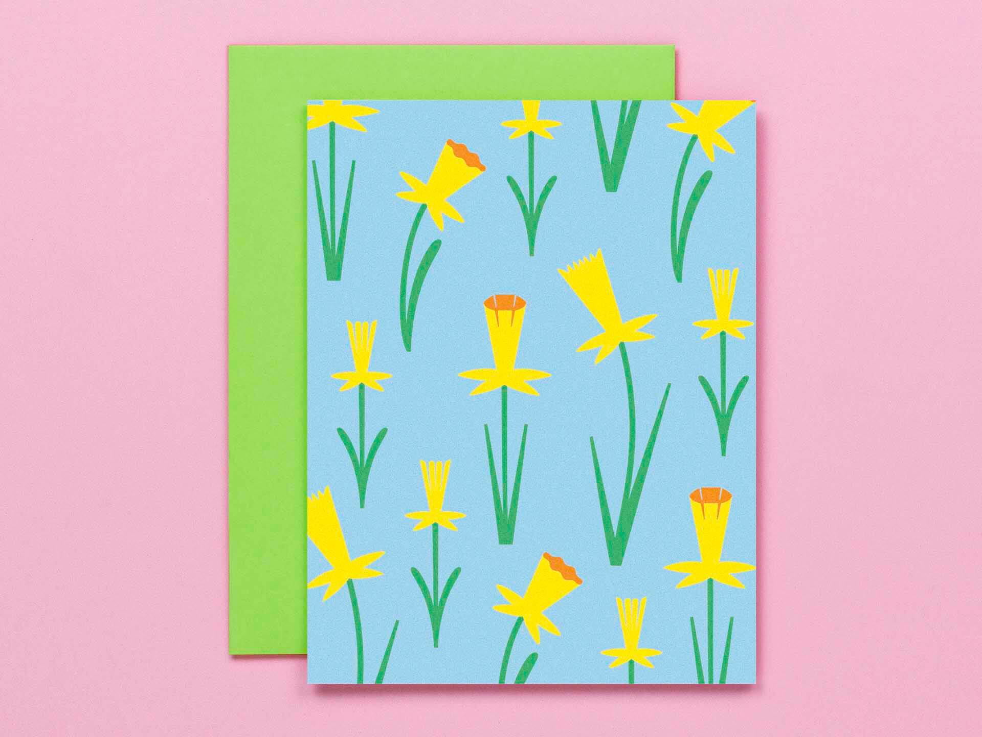 On Daffodil Pond • Floral Blank Pattern Card or Card Set - Image 2