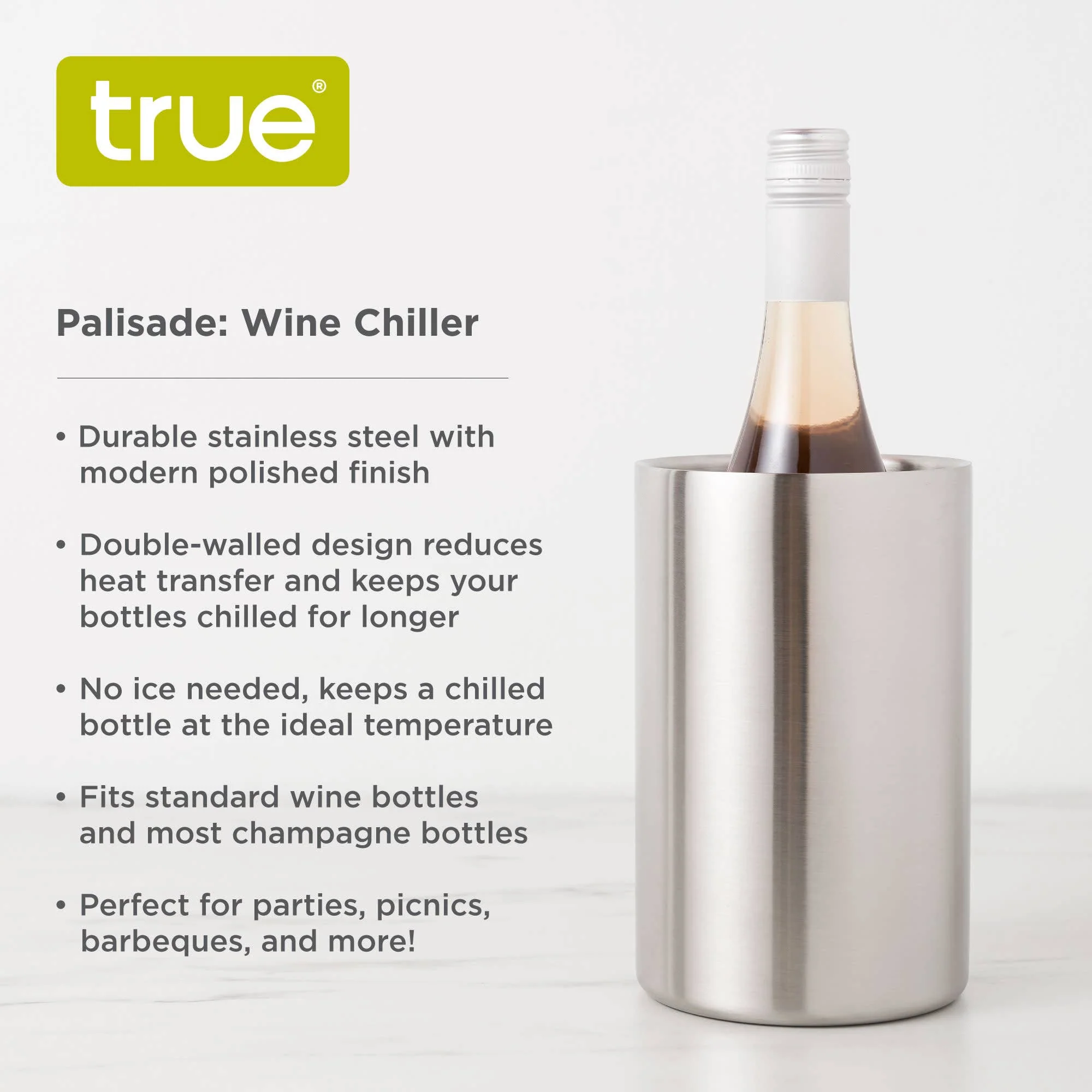 Palisade Double Wall Polished Stainless Steel Wine Chiller - Image 5