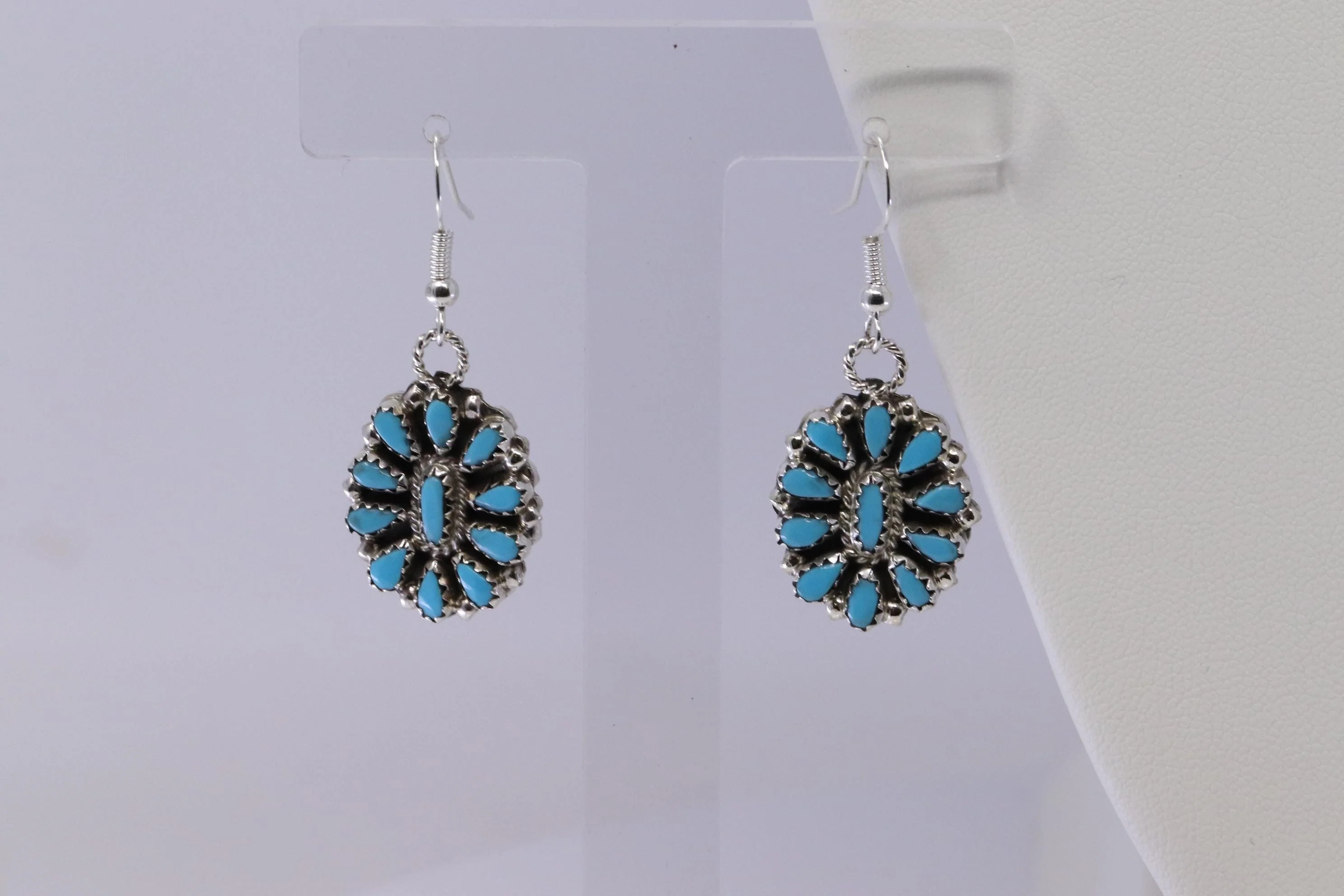 Reversible Native American Sterling Silver Turquoise Earring and Necklace Set - Image 5