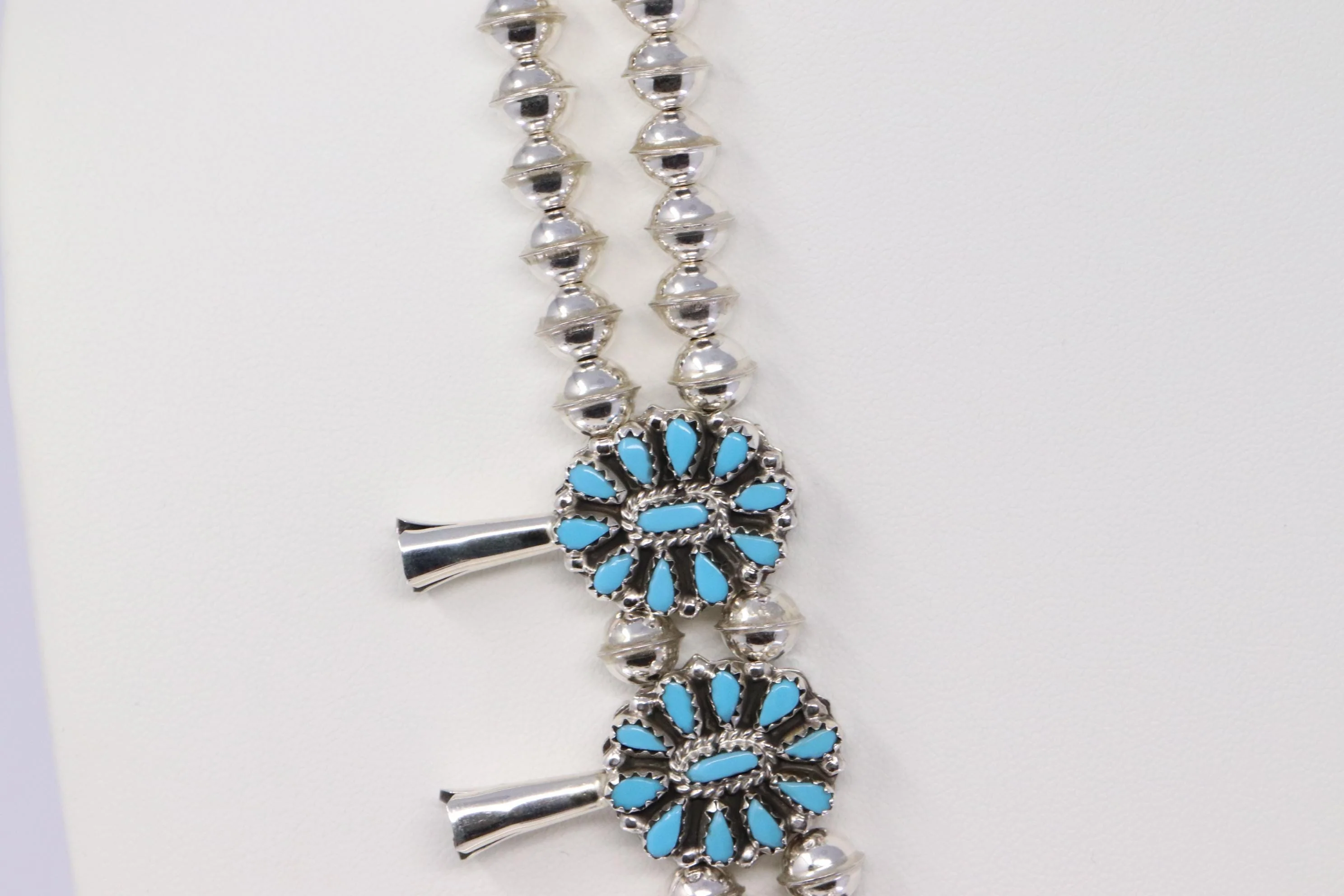 Reversible Native American Sterling Silver Turquoise Earring and Necklace Set - Image 6