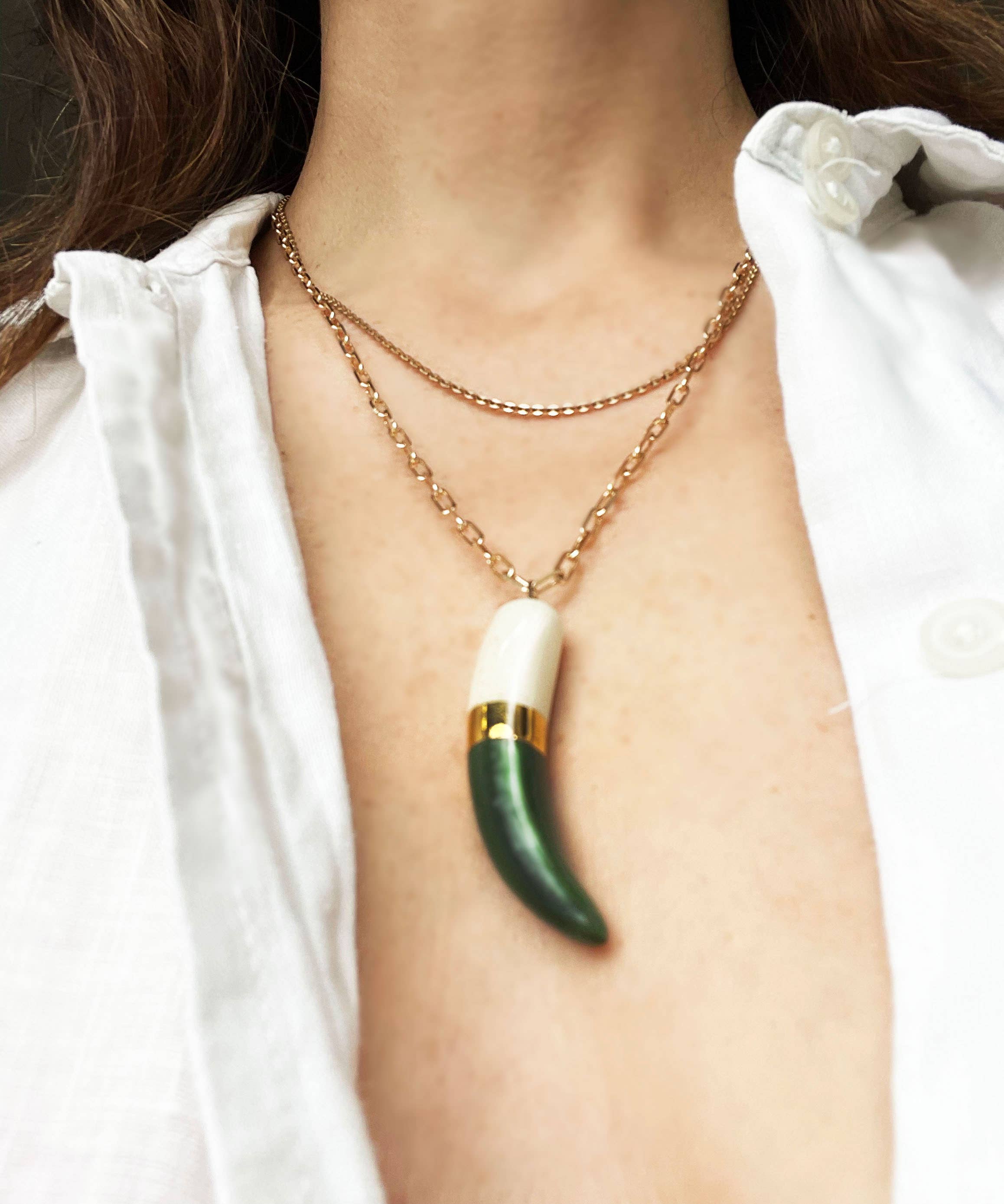 Shark tooth necklace: Lime Green - Image 5