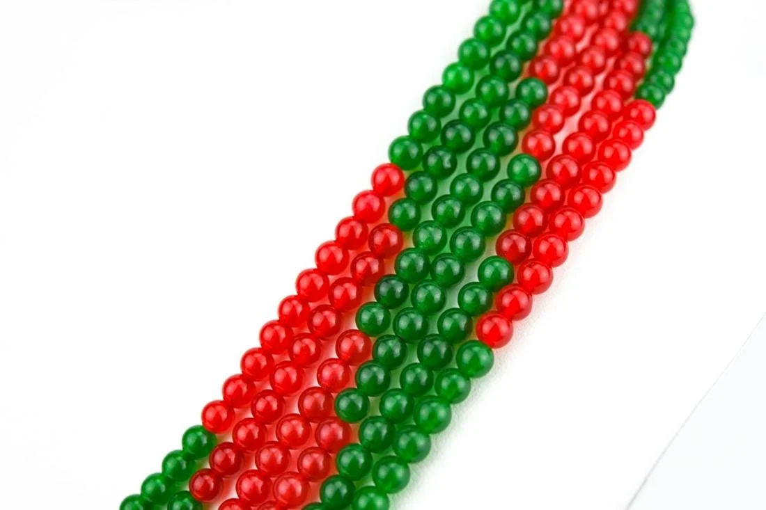 Six Strand Green & Red Jade Necklace - Image 3