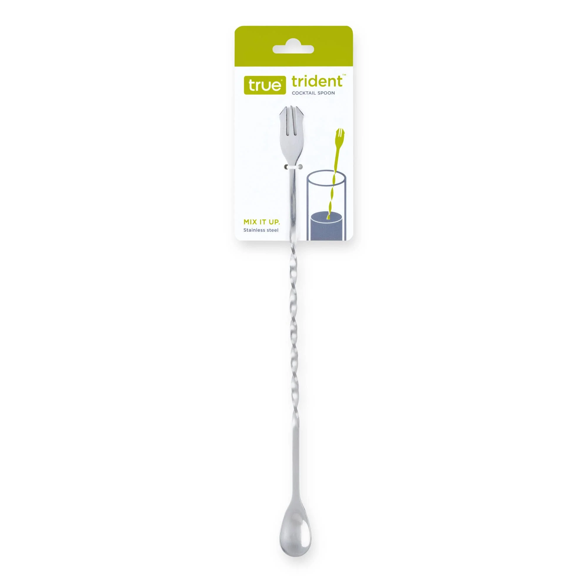 Trident 10.25 inch Stainless Spiral Cocktail Spoon and Fork - Image 2