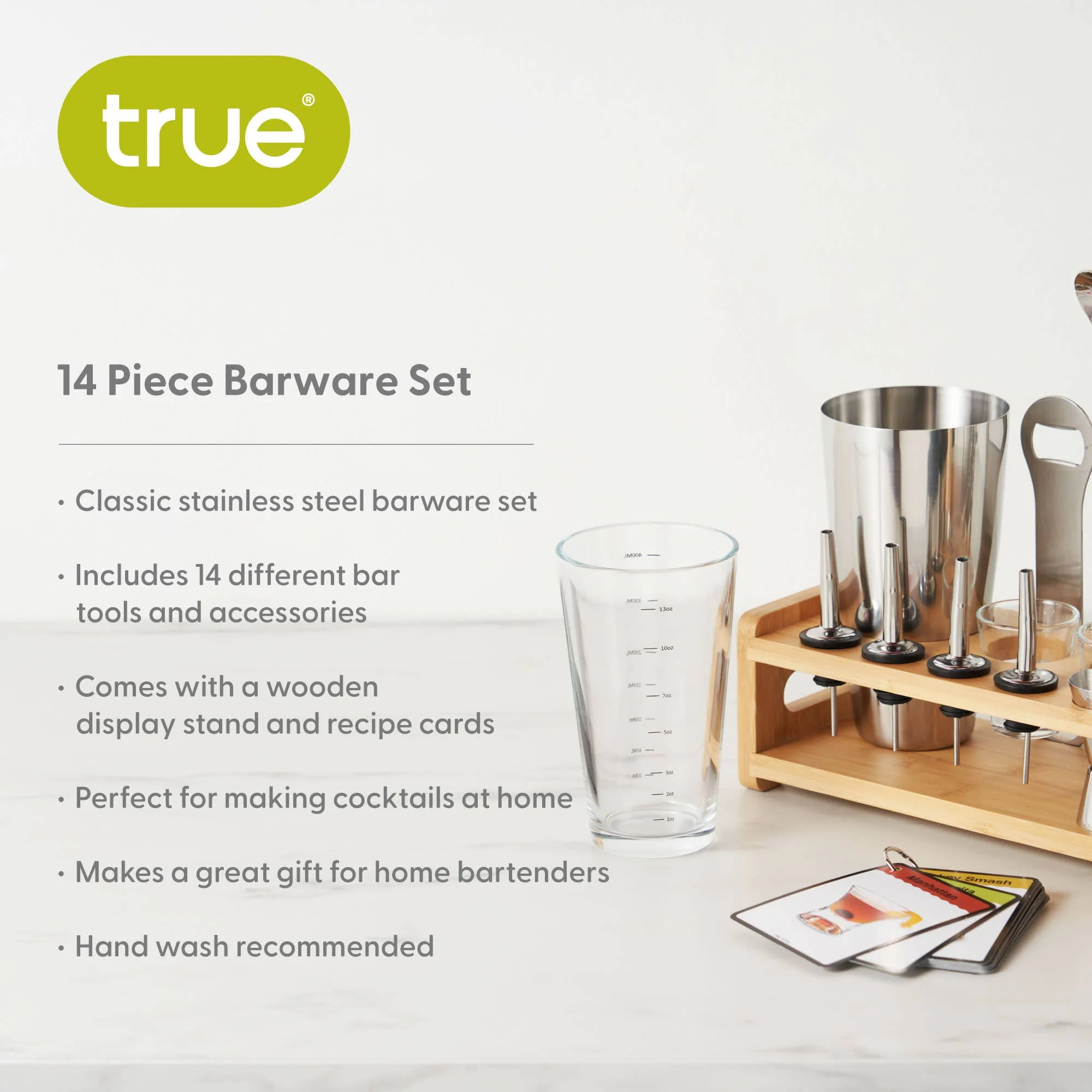Ultimate Essential Bar Tool Set with Wooden Stand Set of 14 - Image 5