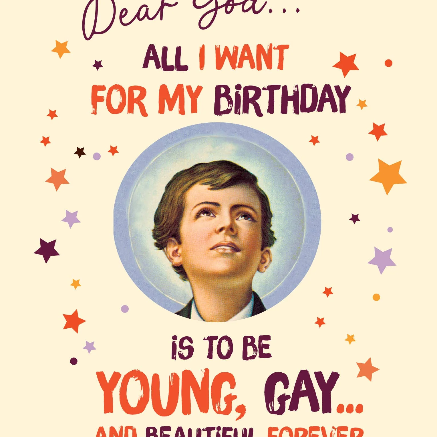 YOUNG AND GAY FOREVER gay birthday card - Image 2
